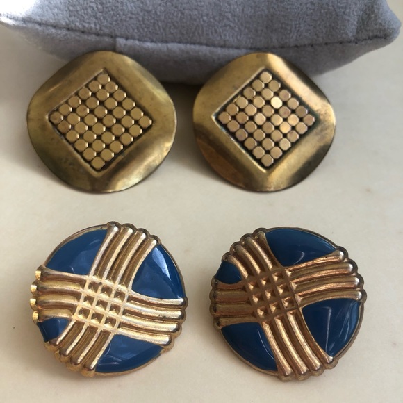 Two Pair Vintage 60’s Clip On Earrings - Picture 1 of 8